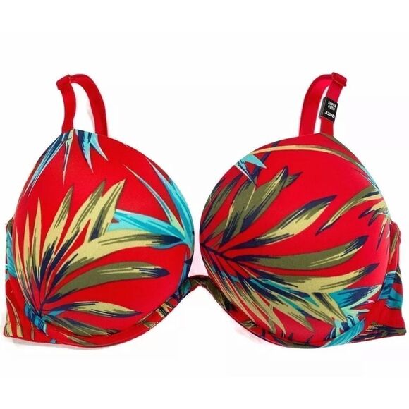 Victoria’s Secret Pink Super Push Up Bombshell padded bra Red Palms - Picture 1 of 3